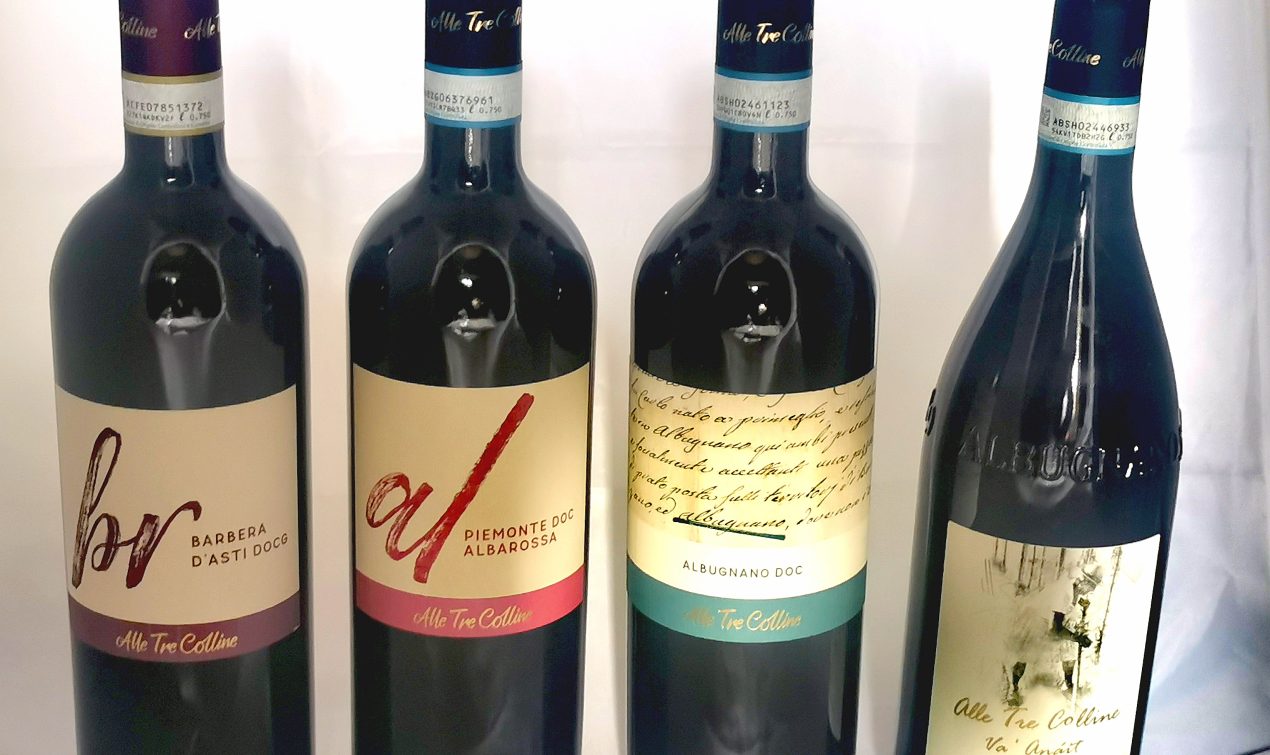 Albugnano Doc e uno dei suoi produttori: Alle Tre Colline. Lineup dei vini rossi della cantina