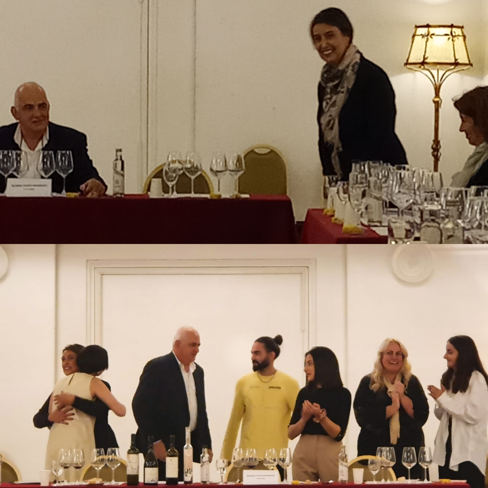 Olfa Haniche che presenta la Masterclass sui vini greci, la Famiglia Hatzidakis e il Segretario del Consolato greco Haris Papandreou