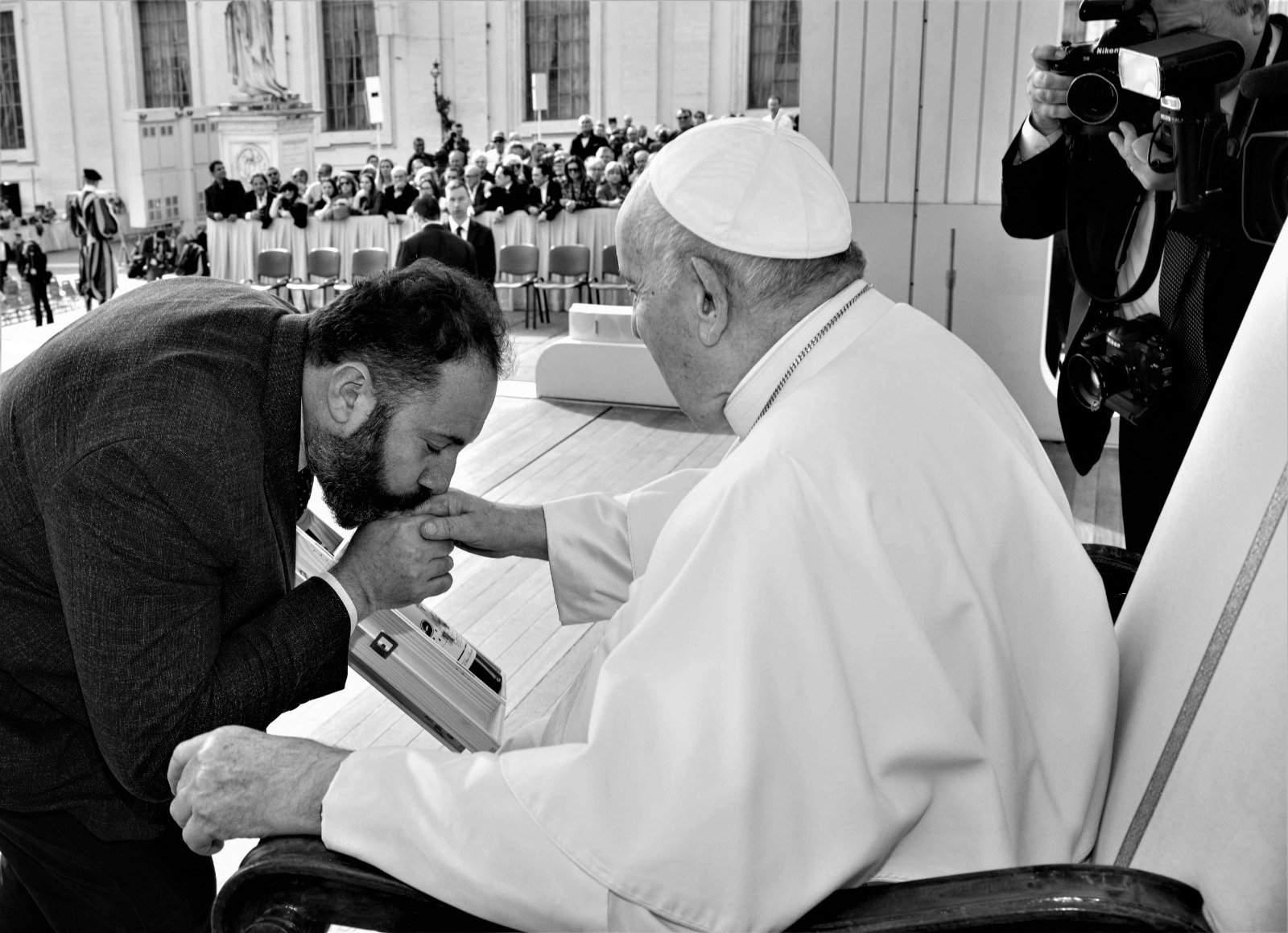 Gaetano Cataldo ricevuto da Papa Francesco, foto da comunicato stampa