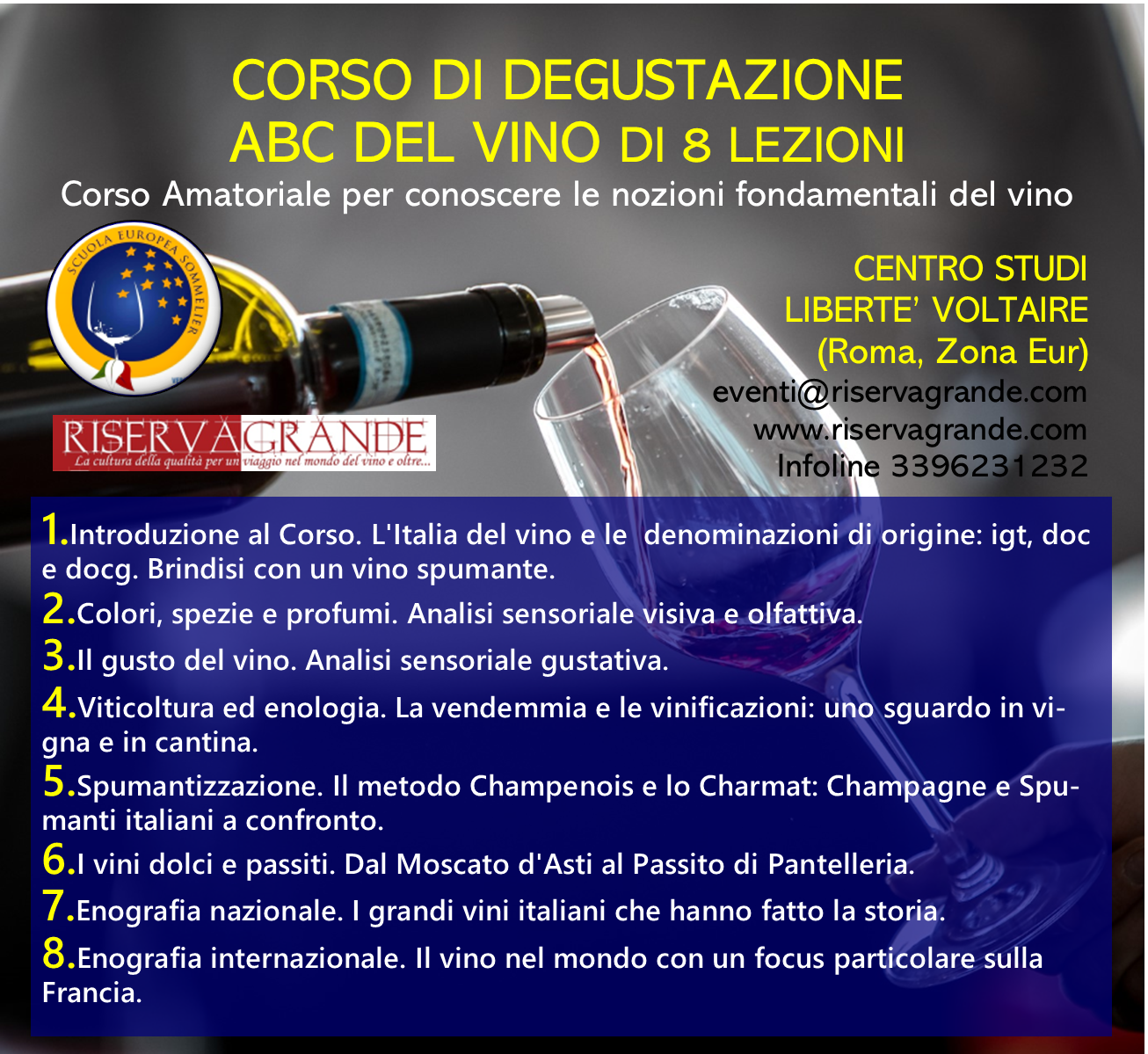 Corso di Degustazione ABC DEL VINO di 8 lezioni a partire da martedì 28 febbraio, foto da comunicato stampa articolo: Rome Wine Expo 2023