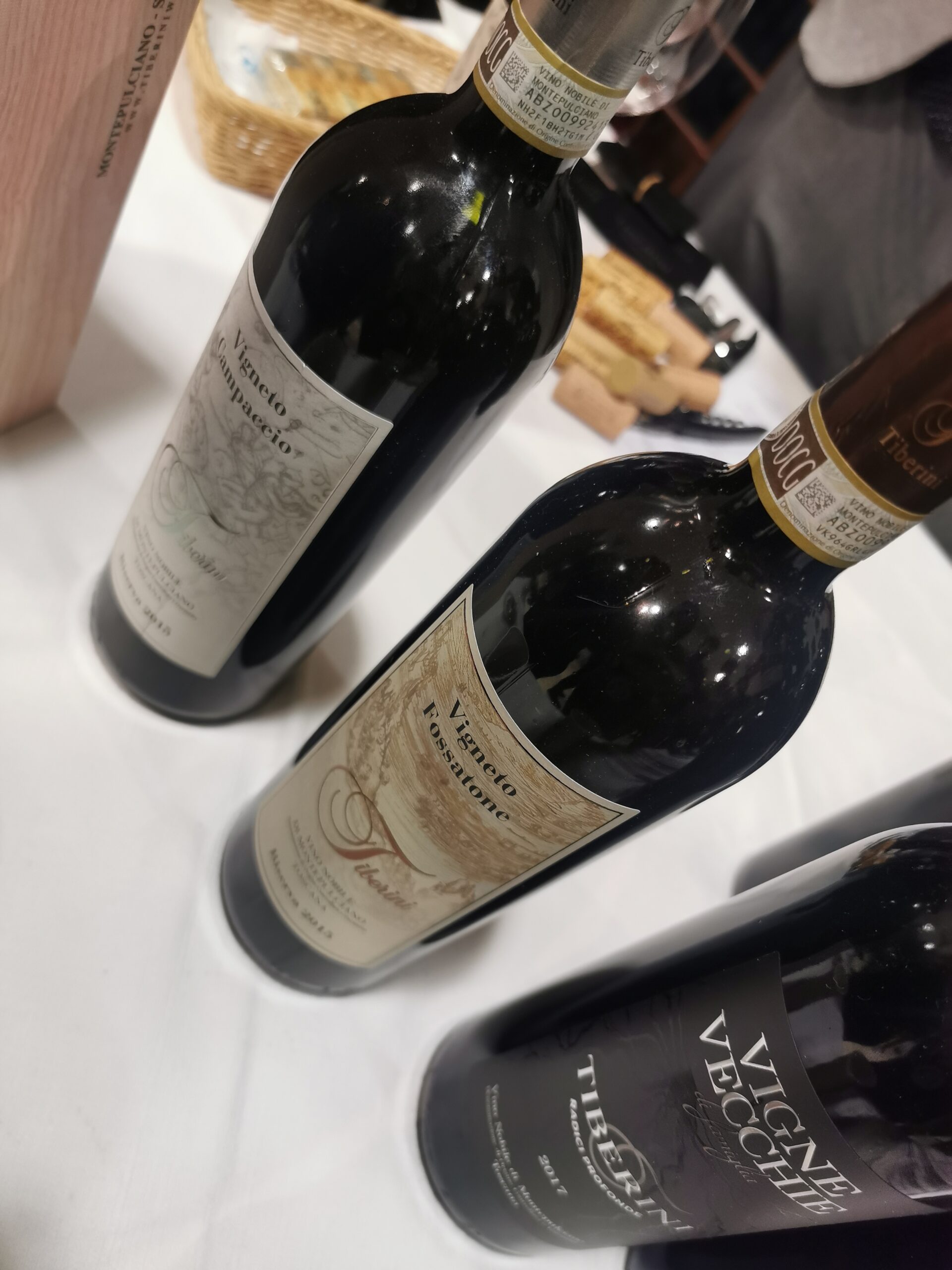 Bottiglie assaggiate durante l'evento da Elsa Leandri, Cantina Tiberini Wine, Vino Nobile di Montepulciano