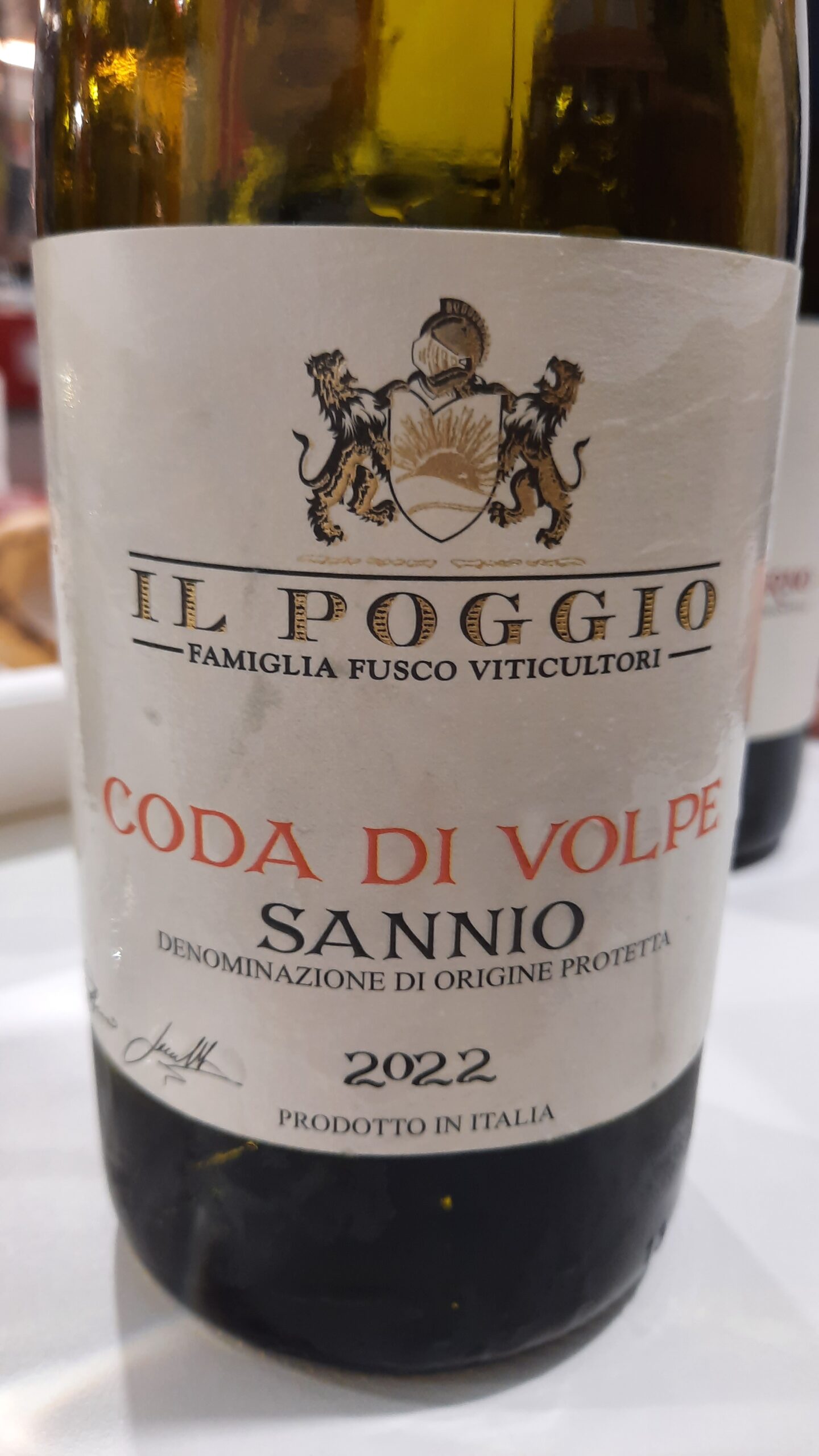 Coda di Volpe Sannio Dop 2022 Il Poggio, Vinitaly 2023, foto di Diodato Buonora