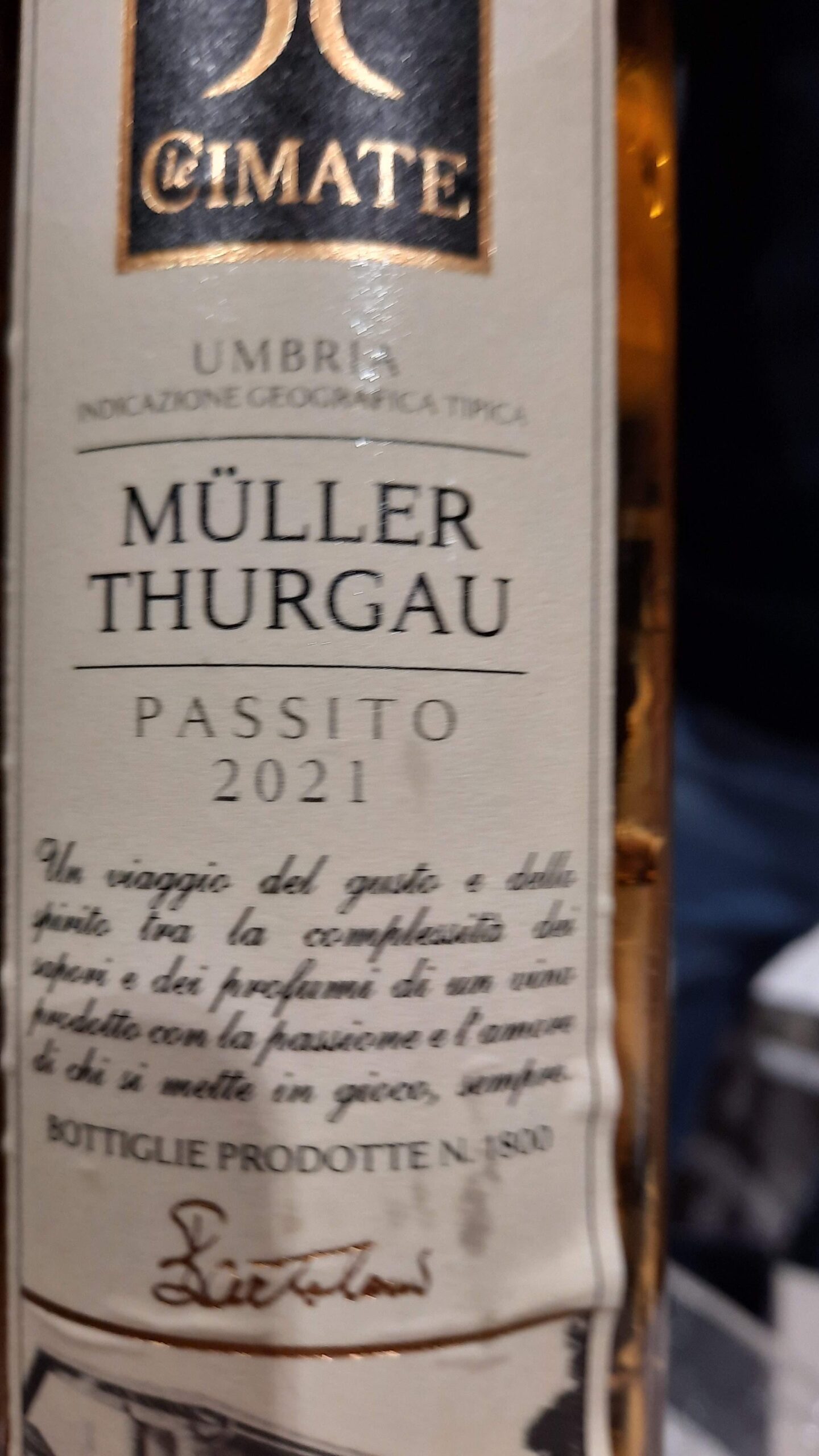 Mueller Thurgau Passito Umbria Igt 2021 Cimate, articolo: Saranno Famosi a Firenze in Stazione Leopolda, assaggi 2023, foto autore